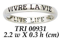 VIVRE LA VIE LIVE LIFE Sterling Silver Ring TRI931