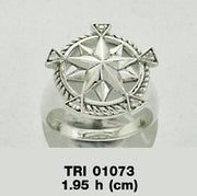Compass with Gemstone Silver Ring TRI1073