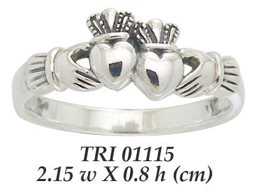 Two hearts beat as one ~ Irish Claddagh Ring TRI1115