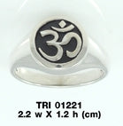 Round Om Symbol Silver Ring TRI1221