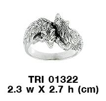 Wolf Pair Sterling Silver Ring TRI1322