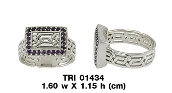 No greater than a life of eternity ~ Celtic Knotwork Sterling Silver Ring with Gemstone TRI1434