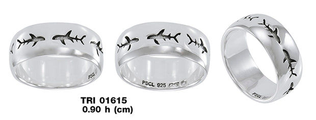 Whale Shark School Sterling Silver Band Ring TRI1615