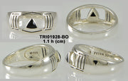Silver Modern Ring with Inlaid Recovery Symbol TRI1928