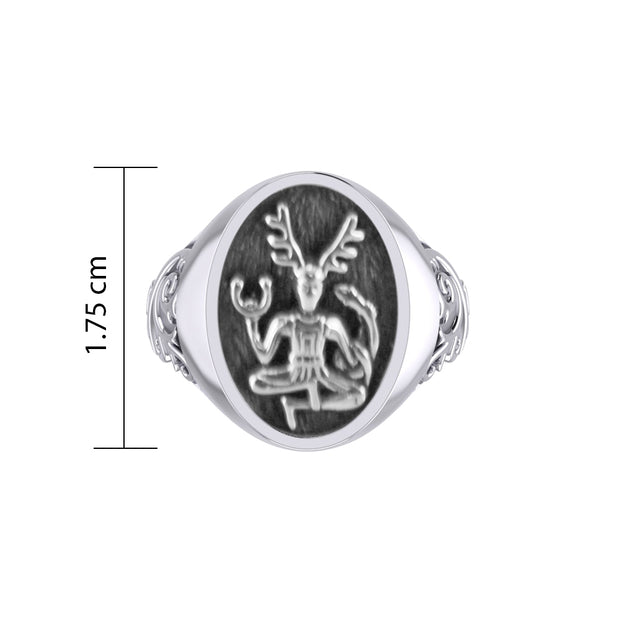 God Cernunnos Silver Signet Ring TRI2268