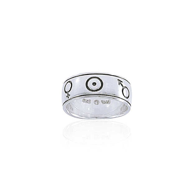Symbols of the Universe Silver Band Ring TRI048