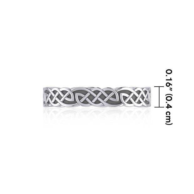 Celtic Knotwork Sterling Silver Solid Band Ring TRI072 Ring