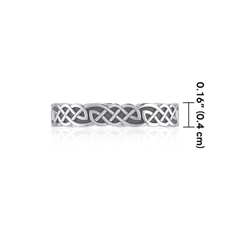 Celtic Knotwork Sterling Silver Solid Band Ring TRI072