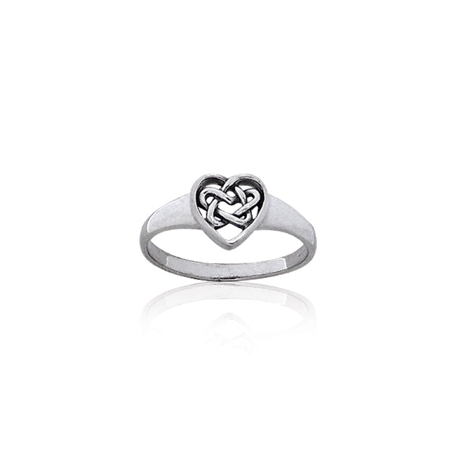 Celtic Heart Knot Sterling Silver Ring TRI074