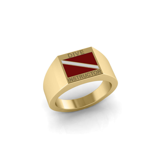 Dive Instructor Solid Gold Ring GRI087