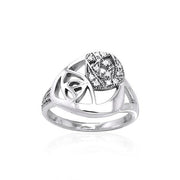 Abstract Elegance Silver Ring with Gemstone TRI1041
