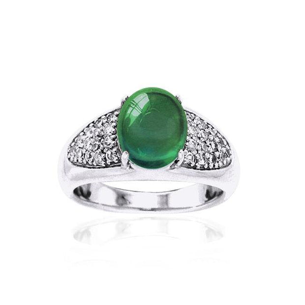 Abstract Elegance Silver Ring with Oval Gemstone TRI1052