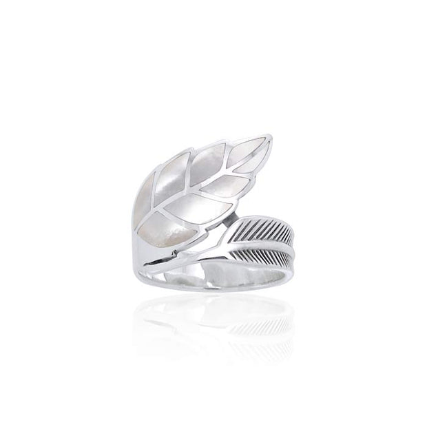 Silver Leaf with Inlay Stone Ring TRI1111