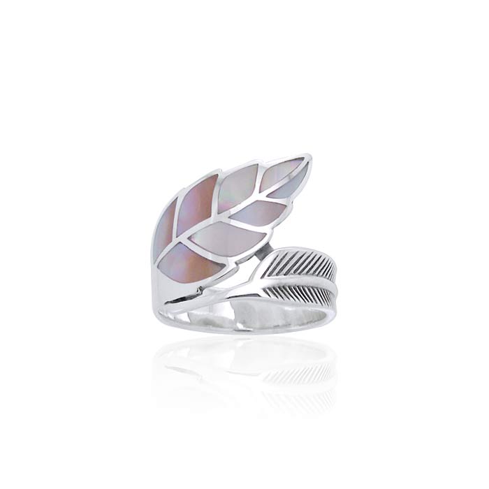 Silver Leaf with Inlay Stone Ring TRI1111 Ring