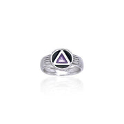 Gemstone AA Recovery Symbol Silver Ring TRI122