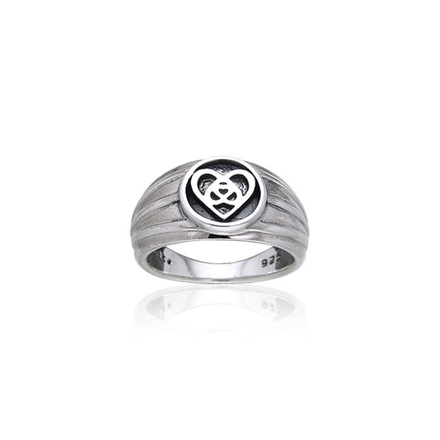 Silver Celtic Knotwork Heart Ring TRI126
