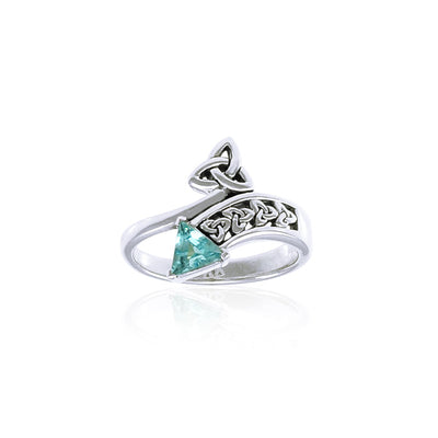 Celtic Trinity Knot Silver Ring with Triangle Gemstone TRI1284