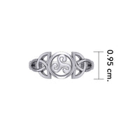 Triskelion Spiral with Trinity Knot Silver Ring TRI1343