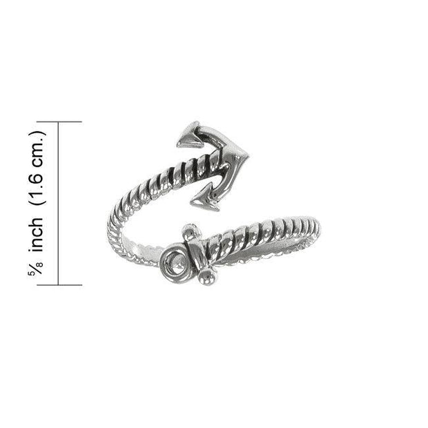 Behind the steady sea ~ Anchor Wrap Sterling Silver Ring TRI1398