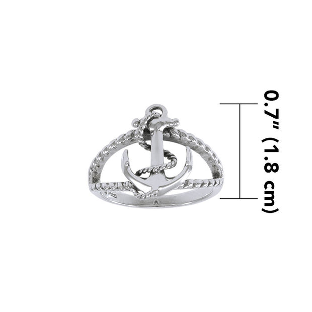 Rope Anchor Sterling Silver Ring TRI1461