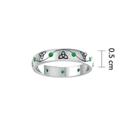Celtic Knotwork Trinity Sterling Silver Ring with Gemstones TRI1475