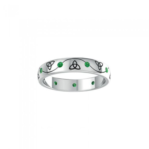Celtic Knotwork Trinity Sterling Silver Ring with Gemstones TRI1475