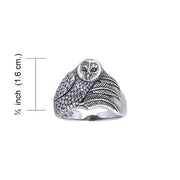 Sterling Silver Barn Owl Ring by Ted Andrews TRI150