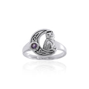 Celtic Cat Sterling Silver Moon Ring TRI1541 Ring