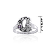 Celtic Cat Sterling Silver Moon Ring TRI1541