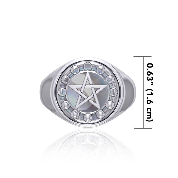 Pentacle with Moon Phase Flip Ring TRI160