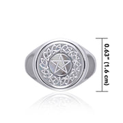 Silver Celtic Pentagram Pentacle Flip Ring TRI161