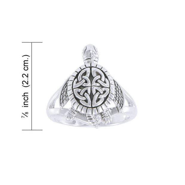 Believe in you pace. . .just like a Celtic turtle Silver Ring TRI1631