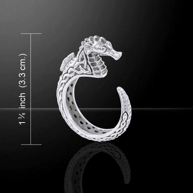 Celtic Accent Seahorse Sterling Silver Wrap Ring TRI1633