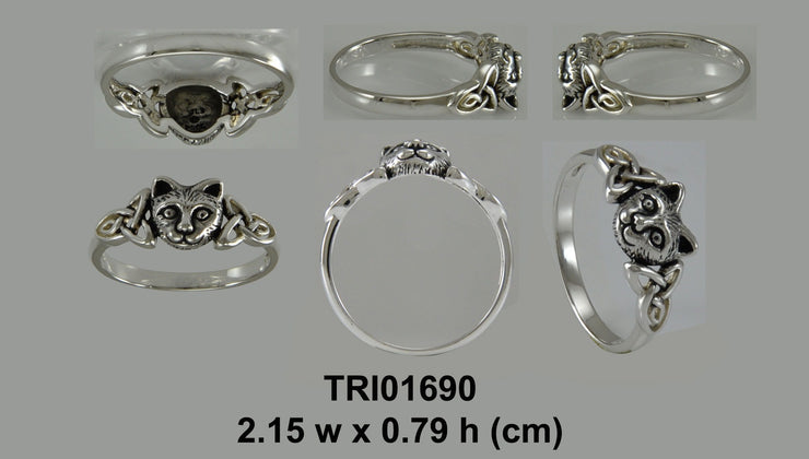 Sterling Silver Celtic Cat Ring TRI1690