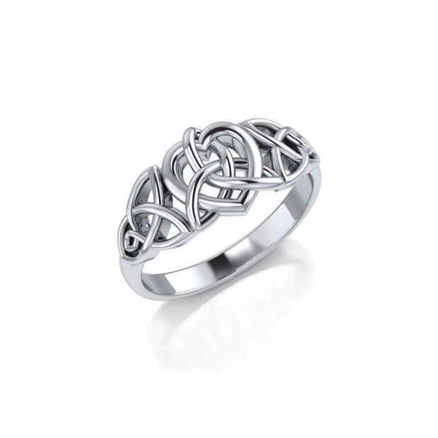 Triquetra and Heart Sterling Silver Ring
