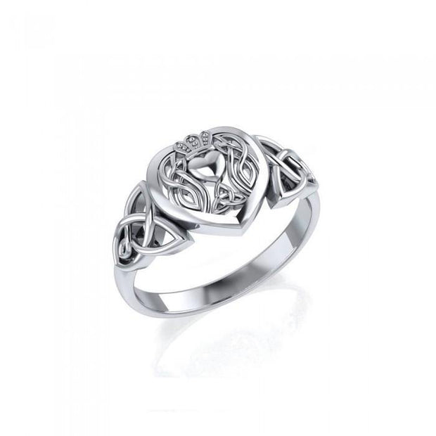 Celtic Claddagh Heart Sterling Silver Ring