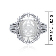 Triquetra Sterling Silver Ring with Genuine White Quartz TRI1716