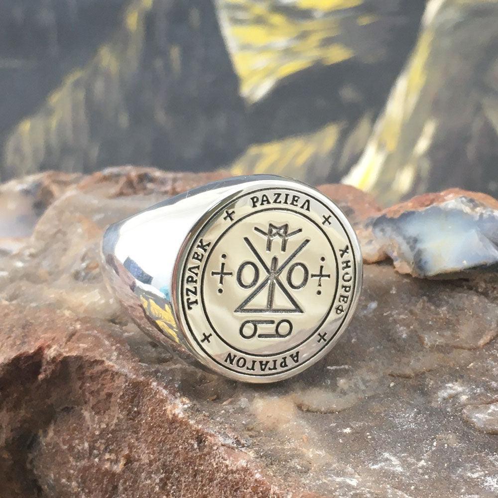 Sigil of the Archangel Raziel Sterling Silver Ring TRI1762