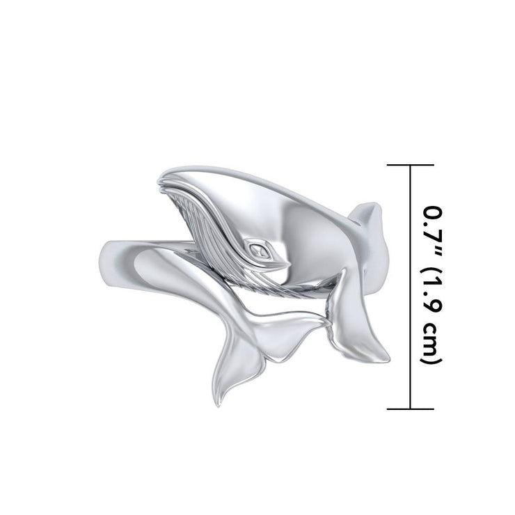 Graceful Bull Whale Silver Ring TRI1766 Ring