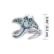 Silver Aboriginal Manta Ray Spoon Ring TRI1774