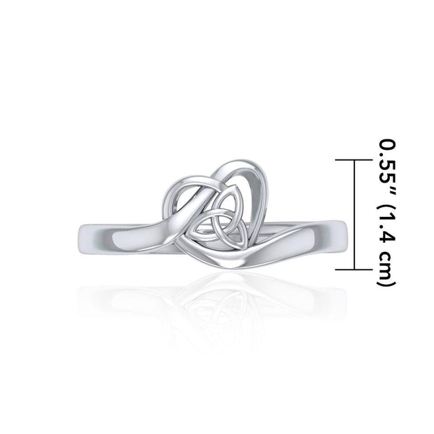 Heart with Celtic Trinity Knot Silve Ring TRI1785