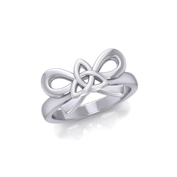Celtic Trinity Knot on Ribbin Silver Ring TRI1787