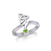 Celtic Trinity Knot with Round Gem Silver Ring TRI1788