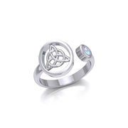 Small Silver Triquetra Ring with Gemstone TRI1800 Ring
