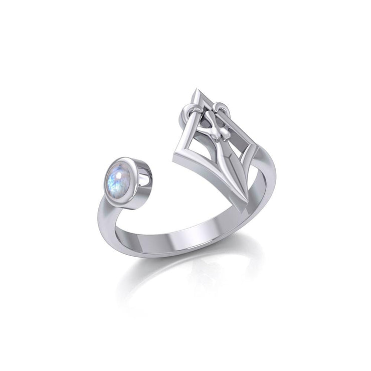 Small Silver Goddess Ring with Gemstone TRI1801