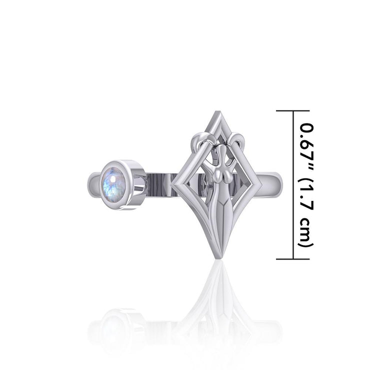 Small Silver Goddess Ring with Gemstone TRI1801