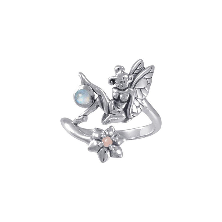 Fairy with Flower Silver Ring with Gemstones TRI1820