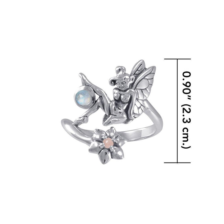 Fairy with Flower Silver Ring with Gemstones TRI1820