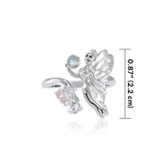 Flying Fairy with Flower Silver Ring with Gemstone TRI1825