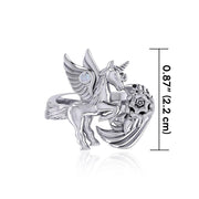 Enchanted Sterling Silver Mythical Unicorn Ring with Gemstone TRI1829